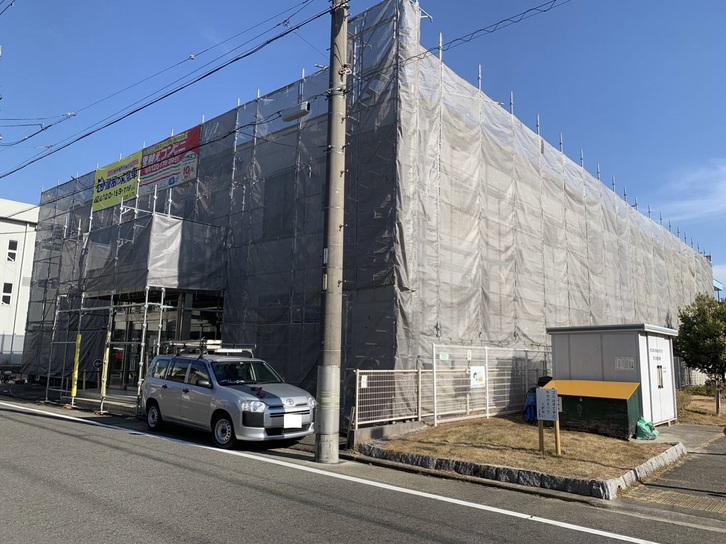 名古屋市南区 大型物件 外壁塗装工事の洗浄